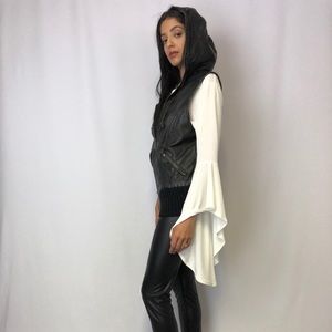 Faux leather sleeveless vest